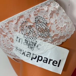 VS XL CRYSTAL EMBELLISHED RHINESTONES ANGEL WIDE SIDE THONG PANTY